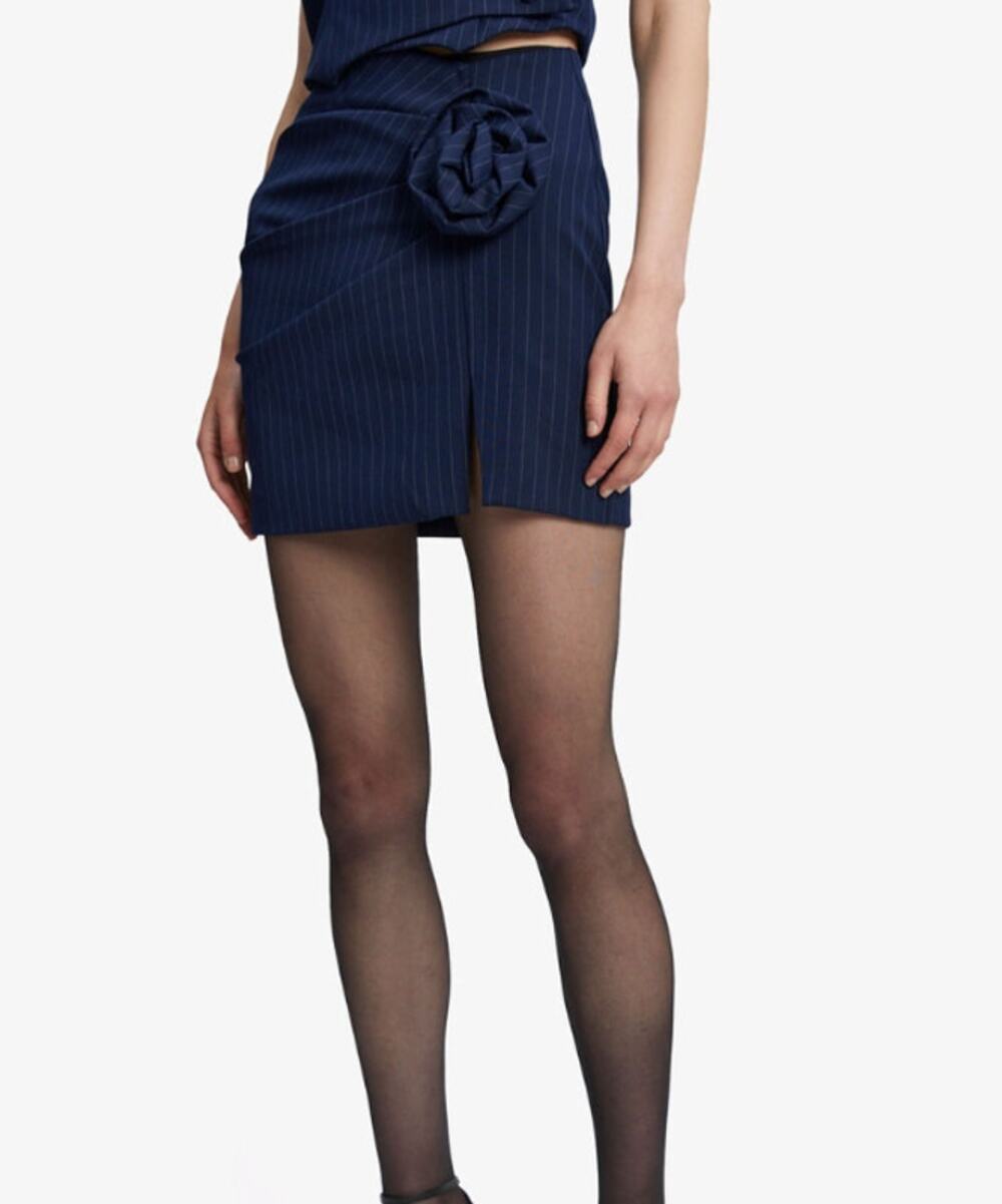 BARDOT Women's Layton Pin Stripe Mini Skirt Large US 8 Navy Blue NWT